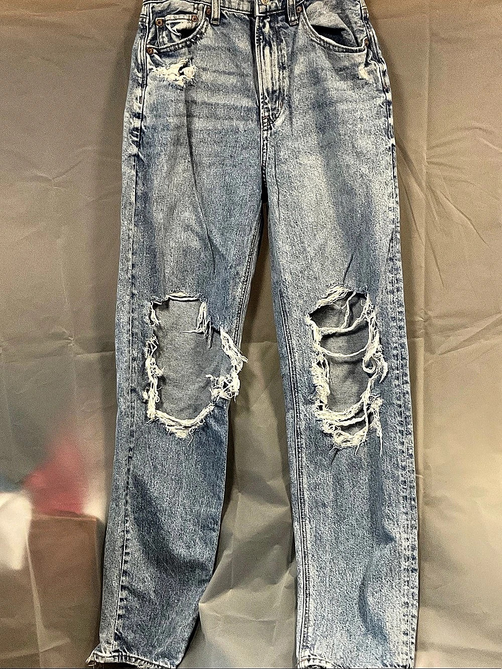 American Eagle Strigid Distressed Straight Leg Jeans Blue Waist 8